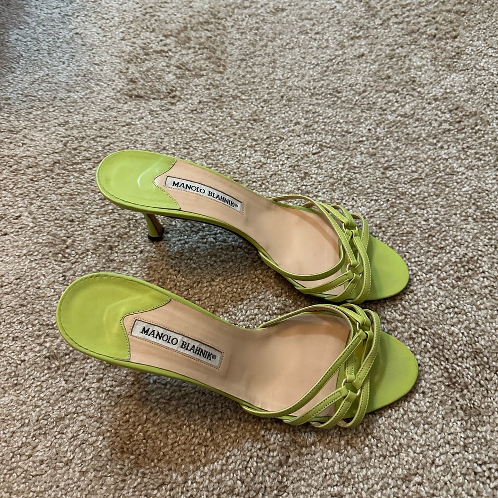 Manolo Blahnik Lime Green Strappy Heels